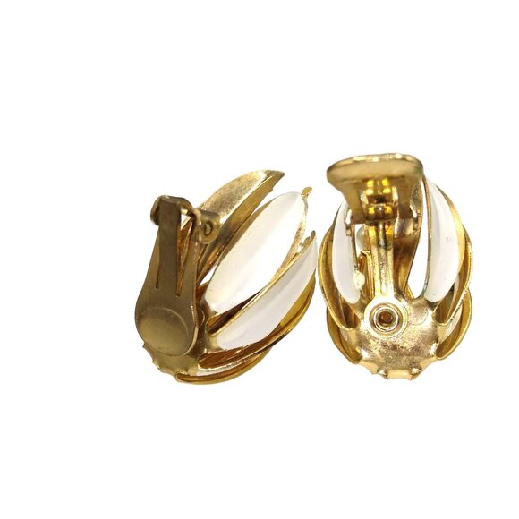 Vintage Snowdrop Snowbell Unique Enamel Earrings, January Flower, Snow Clip On - Picture 6 of 6